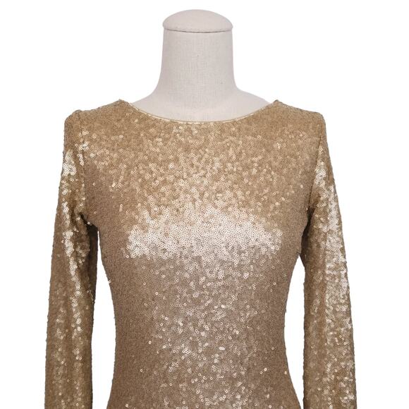 Dress The Population Gold Mini Sequin Bodycon Dress Sz Small - Picture 3 of 10